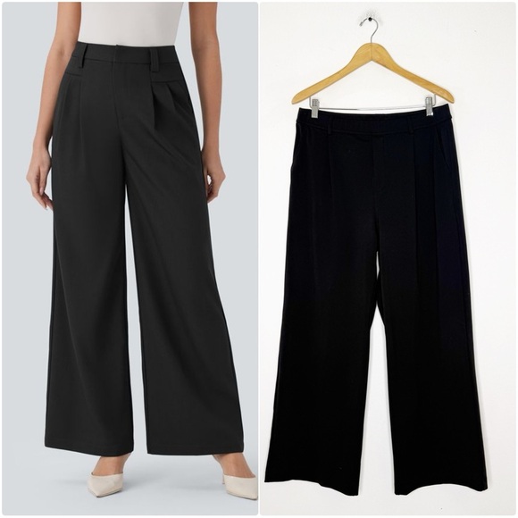 HALARA Pants - Halara Black Wide-Leg Pull-On Pants XL Regular Stretch High-Rise